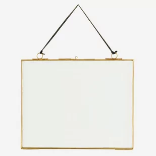 Wisząca ramka na zdjęcia, Kum, szkło, złota, metal, skórzany pasek, 25x20 cm  (IB-150454LBR) - Ramki na zdjęcia - miniaturka - grafika 1