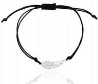 Bransoletki - Srebrna bransoletka sznurkowa zaciągana SKRZYDŁO skrzydełko wings srebro925 - miniaturka - grafika 1