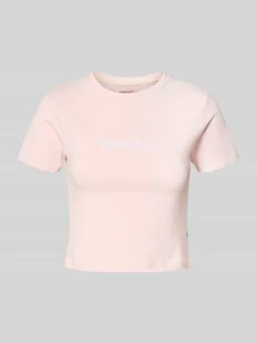 T-shirt krótki z wyhaftowanym logo - Koszulki i topy damskie - miniaturka - grafika 1