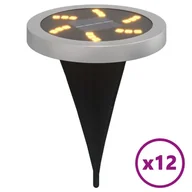 Lampy ogrodowe - vidaXL Solarne lampki gruntowe, z kolcami, 12 szt., ciepłe białe - miniaturka - grafika 1