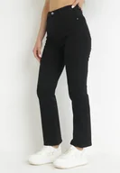 Spodnie damskie - Czarne Jeansy Straight Thadia - miniaturka - grafika 1
