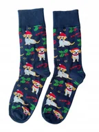 Skarpetki męskie - Skarpetki świąteczne w psy 39-42 skarpety świąteczne damskie męskie granat - miniaturka - grafika 1