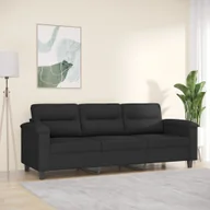 Sofy i kanapy - vidaXL 3-osobowa sofa, czarny, 180 cm, tapicerowana mikrofibrą - miniaturka - grafika 1