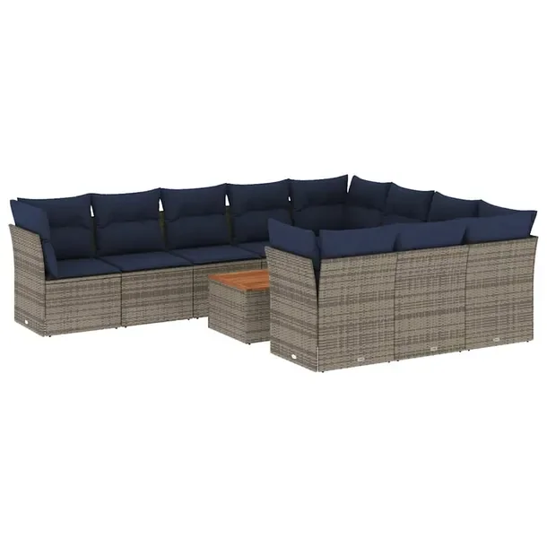 Zestaw mebli ogrodowych modułowych szary rattan PE z poduszkami 62x62x69 c