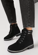 Botki damskie - Czarne Traperki za Kostkę z Protektorem Lunielle - miniaturka - grafika 1