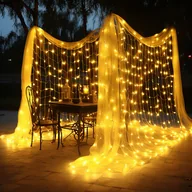 Oświetlenie świąteczne - Yakimz 3x2M siatka świetlna LED ciepłe białe lampki choinkowe lampki kurtynowe wewnętrzne dekoracje zewnętrzne lampki choinkowe 8 trybów IP44 - miniaturka - grafika 1