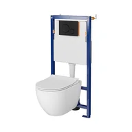Stelaże i zestawy podtynkowe do WC - Cersanit Tech Line Opti Set B637 Zestaw Toaleta WC bez kołnierza + deska wolnoopadająca + stelaż podtynkowy WC + przycisk spłukujący WC S701-671 - miniaturka - grafika 1