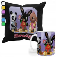 Gadżety dla niej i dla niego - ZESTAW KUBEK + PODUSZKA Z POSZEWKĄ- PREZENT DLA FANA PANDA KRÓLIK + IMIĘ - miniaturka - grafika 1
