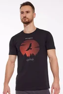 Koszulki sportowe męskie - Koszulka męska z merino Brubeck Outdoor Wool Pro SS12650A czarny orzeł - miniaturka - grafika 1