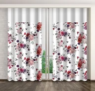Zasłony - Zasłona Gotowa Na Żabki, 160X250, Biała W Kwiaty, Zml-022 - miniaturka - grafika 1