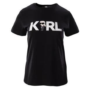 Damska Koszulka z krótkim rękawem KARL LAGERFELD IKONIK 2.0 KARL LOGO T-SHIRT 230W1706-999 – Czarny - Koszulki i topy damskie - miniaturka - grafika 1