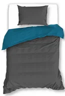 Pościel - Pościel Dwustronna 140X200 Primo Grafitowo-Turkusowa 2484 - miniaturka - grafika 1