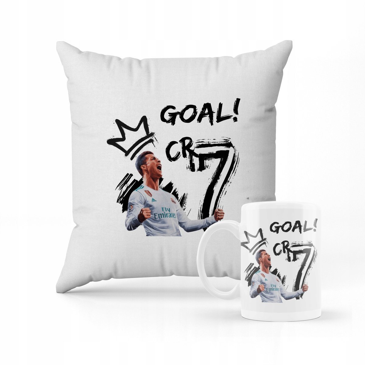 ZESTAW PODUSZKA + KUBEK Cristano Ronaldo goal Mikołaj + IMIĘ