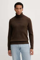 Swetry męskie - Guess Jeans sweter z dodatkiem wełny męski kolor brązowy ciepły z golferm M5BR58 Z0561 - miniaturka - grafika 1