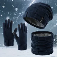 Czapki dla dzieci - TEMU Trzyczęściowy Zestaw Młodzieżowych Podszytych na Jesień i Zimę, Uniseks Mieszany , Ciepła Czapka na Zewnątrz, Modna i Uniwersalna Czapka - miniaturka - grafika 1