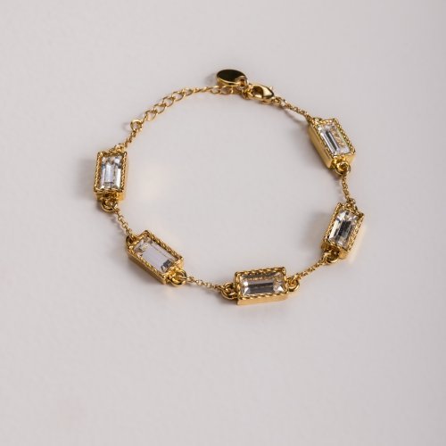 BRANSOLETKA Z BIAŁĄ CYRKONIĄ POZŁACANA LUMINOIR (B25/VIC/01/1AU)