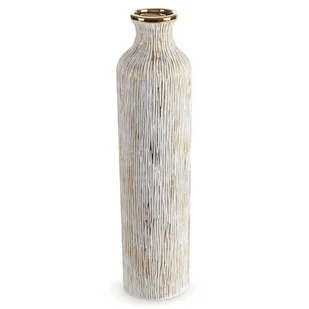 Wazon Ceramiczny Wysoki Anisa 12X12X50 Biały + Złoty - Wazony i flakony - miniaturka - grafika 1