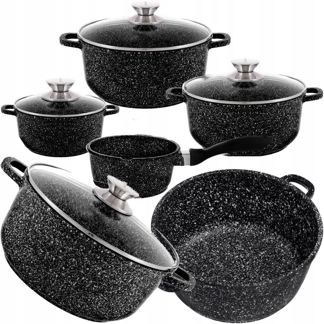 Zestaw Garnków Marmurowych Garnki Komplet Patelnia Indukcja Gaz