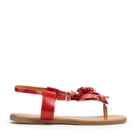 Półbuty męskie - Damskie sandały ze skóry naturalnej czerwone - miniaturka - grafika 1