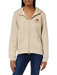 GANT Damska bluza z kapturem Archive Shield Full Zip Hoodie sweter z kapturem, Dry Sandard, Dry Sand, 3XL - Swetry damskie - miniaturka - grafika 1