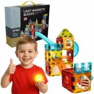 Układanki dla dzieci - KLOCKI MAGNETYCZNE KONSTRUKCYJNE EDUKACYJNE DUŻE UKŁADANKA ZESTAW 75 el. - miniaturka - grafika 1