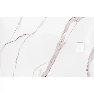 Brodzik kwadratowy biały struktura kamienia smc 100x80 Magnum Carrara White Rea - Brodziki prysznicowe - miniaturka - grafika 1