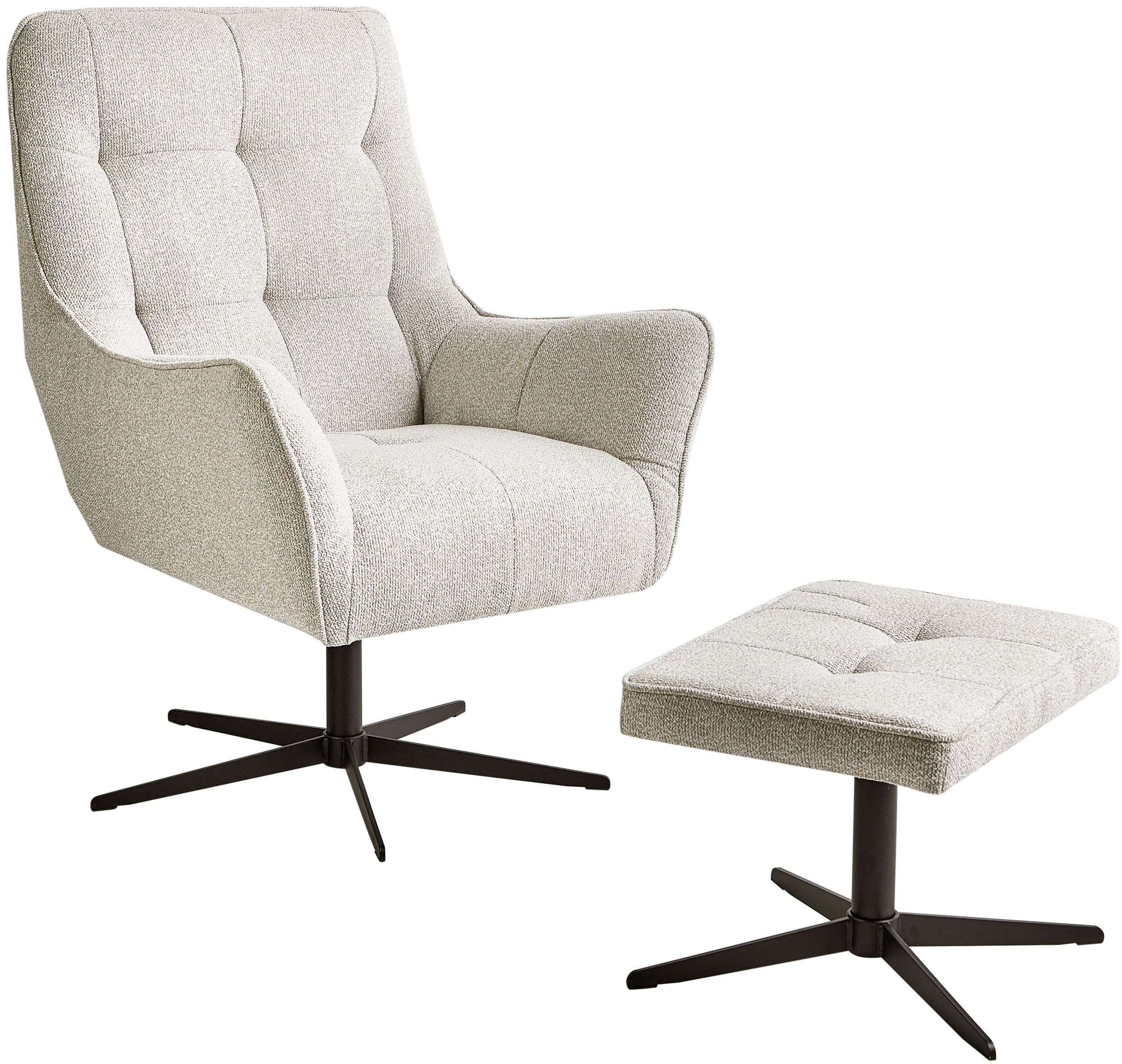 Beliani Fotel obrotowy MOLLE II Z podnóżkiem Jasnobeżowy