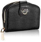 Portfele - PORTFEL DAMSKI SKÓRZANY MONNARI CZARNY ŁUSKA SKÓRA NATURALNA - miniaturka - grafika 1