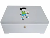 Pojemniki na zabawki - Duża Szkatułka na drobiazgi z kluczykiem, Piłkarz - miniaturka - grafika 1