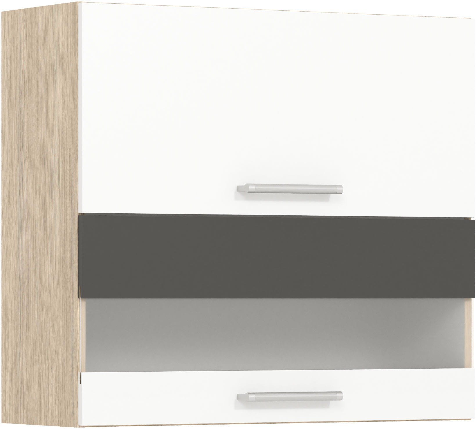 Szafka górna witryna kuchenna wisząca uchylna MODENA MD9/G80W biały połysk / grafit