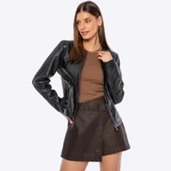 Kurtki damskie - Damska kurtka z naturalnej skóry owczej czarna - miniaturka - grafika 1