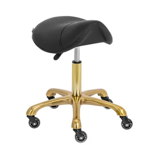 physa Krzesło siodłowe 57 75 cm 150 kg czarne / złote - Krzesła i taborety kosmetyczne - miniaturka - grafika 1