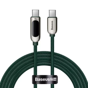 Baseus kabel USB Typ C - USB Typ C 100W (20V / 5A) Power Delivery z wyświetlaczem ekranem miernik mocy 2m zielony (CATSK-C06) - Kable USB - miniaturka - grafika 18