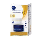Kremy do twarzy - Nivea 2 Pack Przeciwzmarszczkowy+, Rewitalizujący krem na dzień i krem na noc 55+, 2x50ml - miniaturka - grafika 1