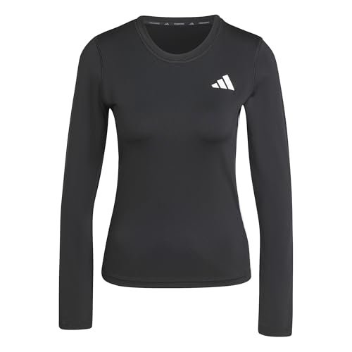 adidas Kobiety Train Essentials Long Sleeve 3-Stripes Workout Top, black/white, XXS