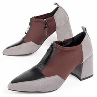 Botki damskie - Montevita Buty Na Obcasie Miriel2 Szary - miniaturka - grafika 1