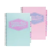 Zeszyty szkolne - Zestaw kołozeszyt w kratkę z przekładkami  A4 100k pastelowy różowy, turkusowy Pukka Pad 2 sztuki - miniaturka - grafika 1