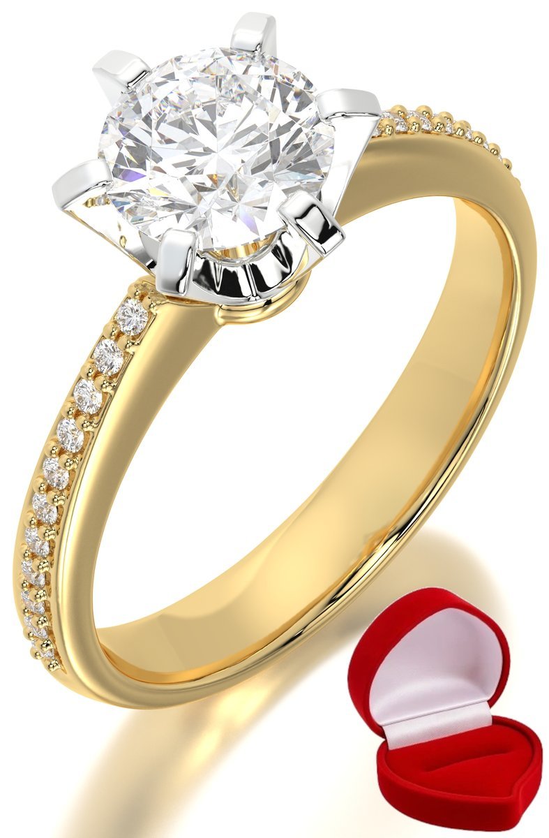 ZŁOTY PIERŚCIONEK ZARĘCZYNOWY 585 14k DIAMENT LAB BRYLANT 1 ct R9
