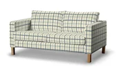 Pokrowce na meble - Dekoria pl pl Pokrowiec na sofę Karlstad 2-osobową nierozkładaną krótki ecru tło niebieska kratka 165 x 89 x 64 cm Avinon 5901249137616 - miniaturka - grafika 1