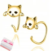 Biżuteria dla dzieci - Srebrne kolczyki kotki dla dziewczynki srebro pozłacane 925 - miniaturka - grafika 1