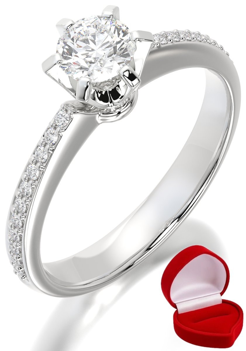 ZŁOTY PIERŚCIONEK ZARĘCZYNOWY 585 14k SZAFIR 0,30 ct BIAŁE ZŁOTO R16