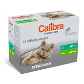 Mokra karma dla kotów - Calibra Cat Multipack sterilised 12 szt x 100 g pełnoporcjowa karma dla kotów mix smaków w sosie - miniaturka - grafika 1