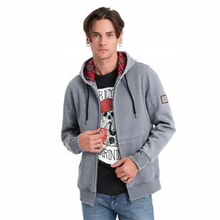 Washowana bluza męska rozpinana z kapturem jasnoniebieska V3 OM-SSDS-0110 S - Bluzy męskie - miniaturka - grafika 1