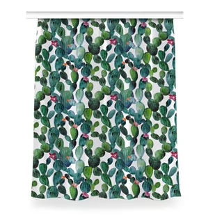 Zasłona przelotki Kaktusy z kwiatami dekor 150x200, Fabricsy - Zasłony - miniaturka - grafika 1