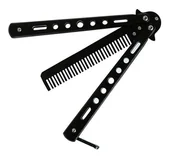 Noże - SKŁADANY NÓŻ TRENINGOWY Z GRZEBIENIEM Motylek czarny AG530C - miniaturka - grafika 1