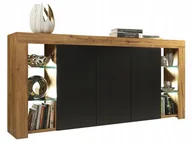 Komody - Duża Komoda Do Salonu Pokoju 164CM Szafka Tv Loft Retro Dąb/czarny Mat E115 - miniaturka - grafika 1
