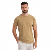 Koszulki męskie - Koszulka bawełniana z modnym nadrukiem ciemnooliwkowa OM-TSFP-0225 V3 r XL - miniaturka - grafika 1