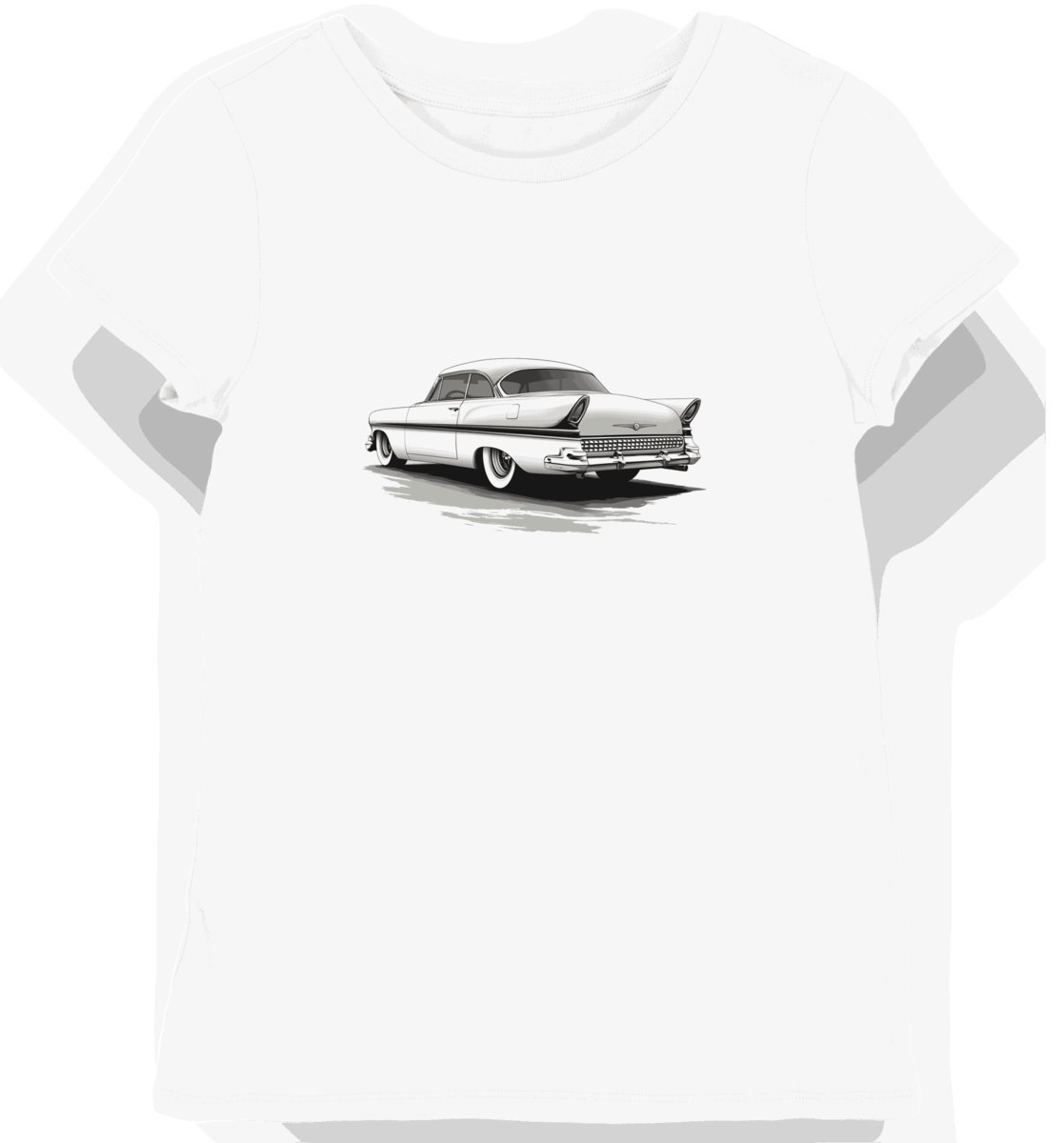Koszulka damska biała z klasycznym samochodem Chrysler 300 1955 XL