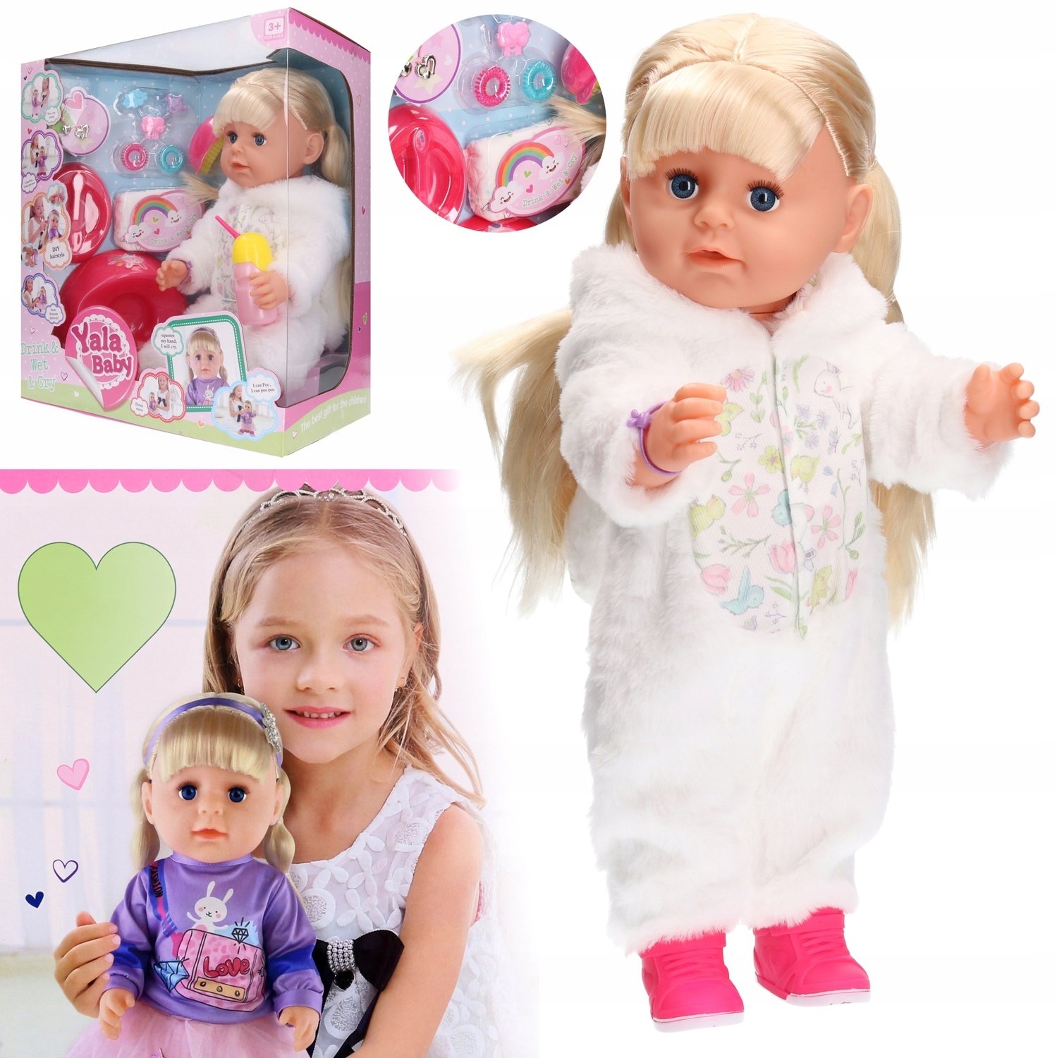 Lalka bobas Born nocnik akcesoria pije siusia, może chodzić 5193