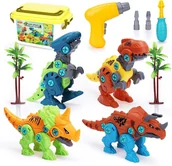 Klocki - Zestaw konstrukcyjny Dinozaury do skręcania i rozkręcania, wkrętarka, śrubokręt, klocki - miniaturka - grafika 1